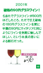2001年 破格の90円グラスワイン！